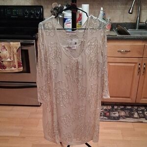 Monique Leshman Ivory Sequin Floral Mini Dress